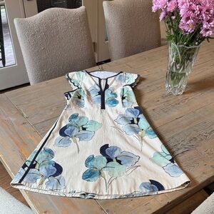 Tory Burch Floral Dress in Blue and Cream